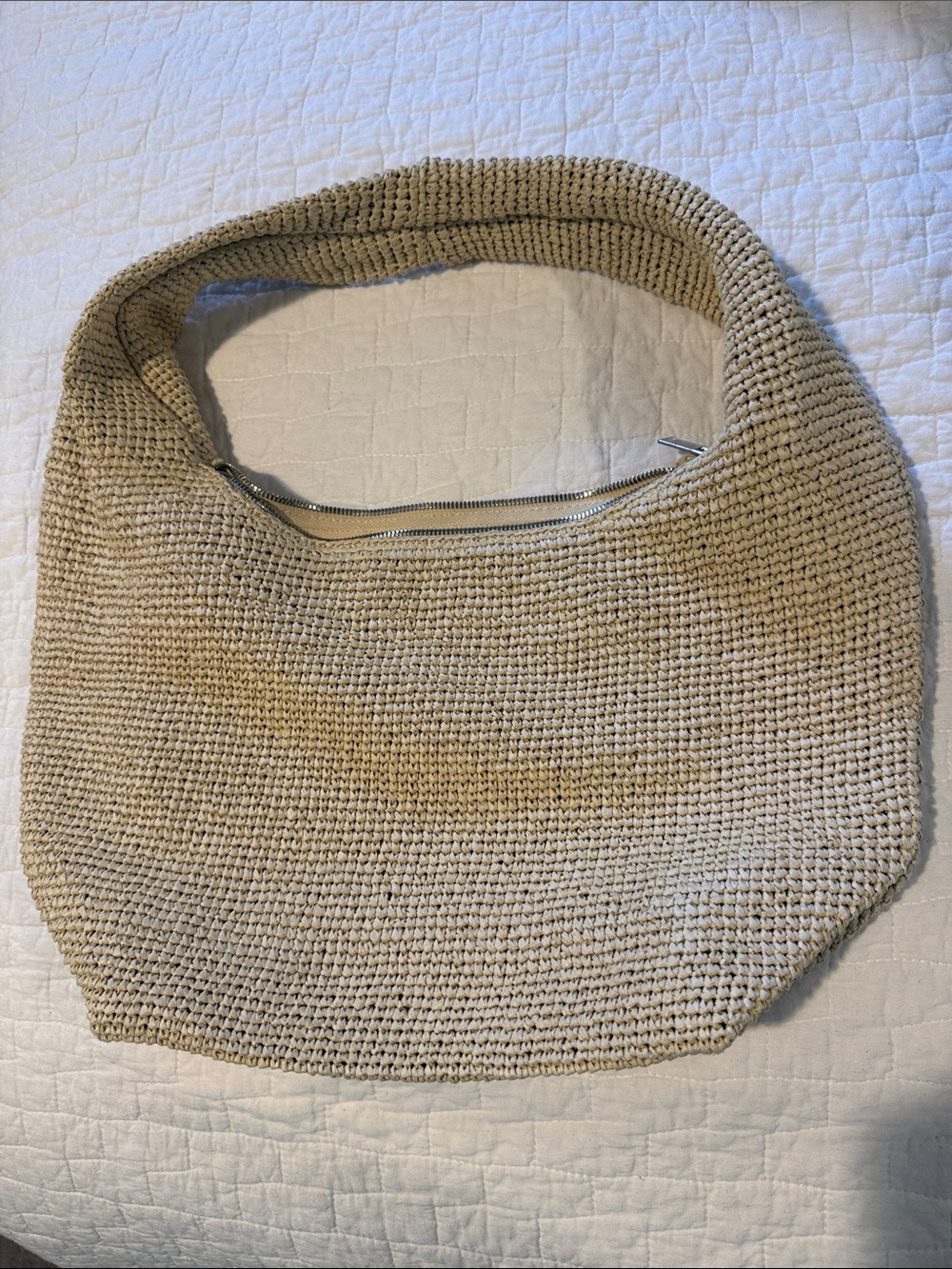 COS Neutral Woven Shoulder Bag - Beige Straw Hobo